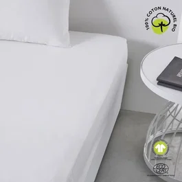 Today Drap Housse - 180 x 200 cm + 30 cm - 100% Coton Bio 57 fils - Certification GOTS et Oeko-Tex - Confort Durable pour Lit 2 Personnes