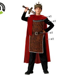 Déguisement enfant - Roi médiéval rouge - Tunique et cape de guerrier pour garçon 10-12 ans