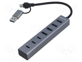 LOGILINK Hub USB 3.0 avec 8 ports, aluminium gris