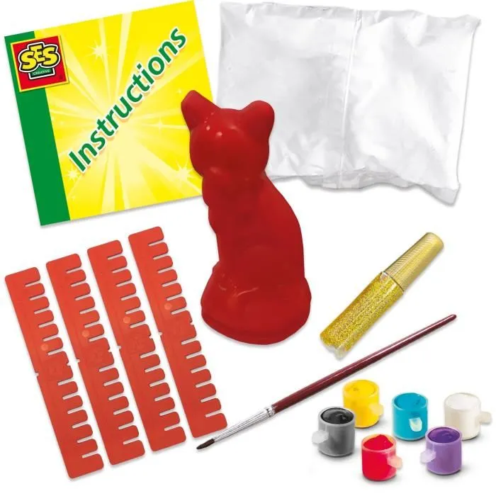 Ses Creative - Moulage et peinture Chat - Loisirs créatifs - Kit avec moule 3D, plâtre et 6 couleurs de peinture - Pour adultes et enfants Ses Creative - Moulage et peinture Chat - Loisirs créatifs - Kit avec moule 3D, plâtre et 6 couleurs de peinture - Pour adultes et enfants