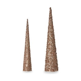 KRIST+ Set de 2 cônes de Noël à paillettes Or et Bronze