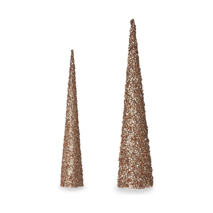 KRIST+ Set de 2 cônes de Noël à paillettes Or et Bronze KRIST+ Set de 2 cônes de Noël à paillettes Or et Bronze