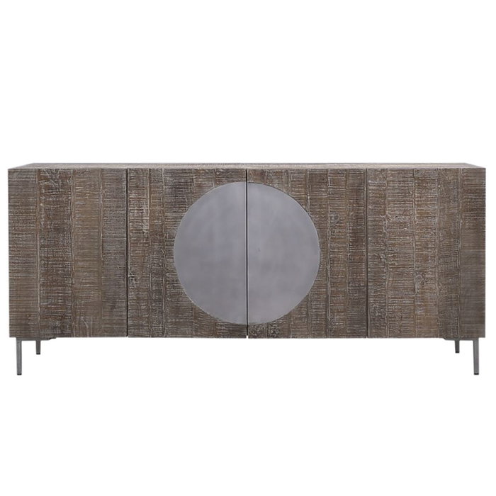 Buffet DKD Home Decor Brun foncé Gris foncé Métal Bois de manguier 180 x 40 x 80 cm