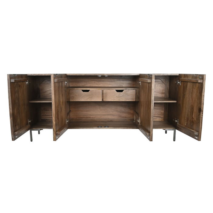 Buffet DKD Home Decor Brun foncé Gris foncé Métal Bois de manguier 180 x 40 x 80 cm