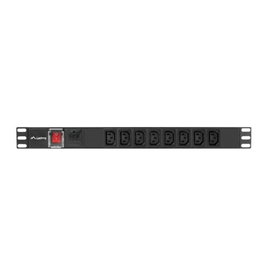 Lanberg Rallonge Rack 19" 8 Prises IEC C13 16A Protection Surtension 2m Noir