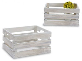 Giftdecor Boîte Blanc Vieilli 26 x 16 x 13 cm en Bois de Peuplier (Set de 24)