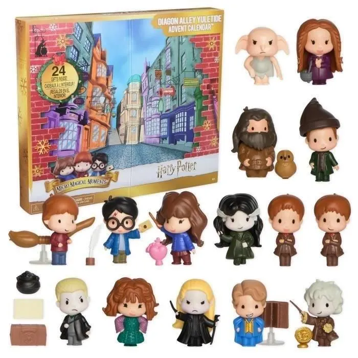 Spinmaster - Calendrier de l'Avent Harry Potter Wizarding World - 24 surprises dont 15 figurines Moments Magiques et 9 accessoires - Dès 6 ans