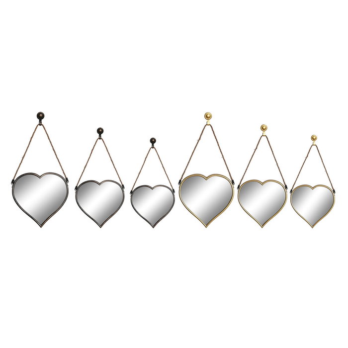 DKD Home Decor Ensemble de miroirs Scandi Noir et Doré (2 unités)