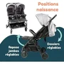 Bambisol DS209 - Poussette double côte à côte pour jumeaux dès la naissance, pliage ultra-compact, gris noir, inclinable à plat, jusqu'à 15 kg par siège
