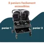 Bambisol DS209 - Poussette double côte à côte pour jumeaux dès la naissance, pliage ultra-compact, gris noir, inclinable à plat, jusqu'à 15 kg par siège