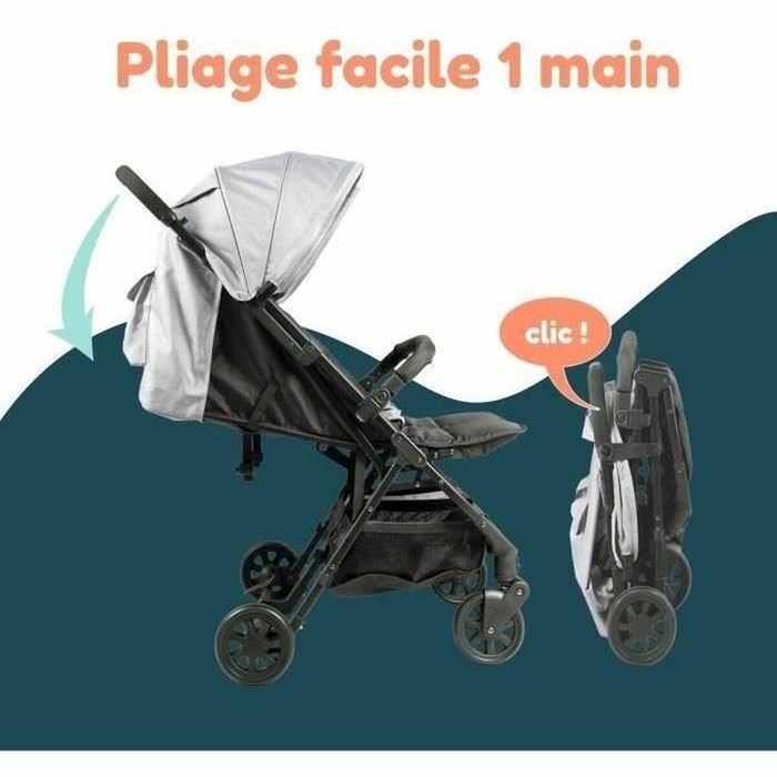 Bambisol Poussette Double Côte à Côte DS209 Gris Noir