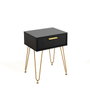 Vinthera Moa Table de chevet en mélamine noire avec pieds en acier 40x30x50 cm