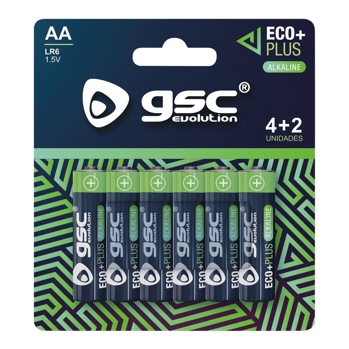 GSC Evolution EcoPlus Pila Alcalina LR6 (AA) Pack 4+2ud GSC Evolution EcoPlus Pila Alcalina LR6 (AA) Pack 4+2ud