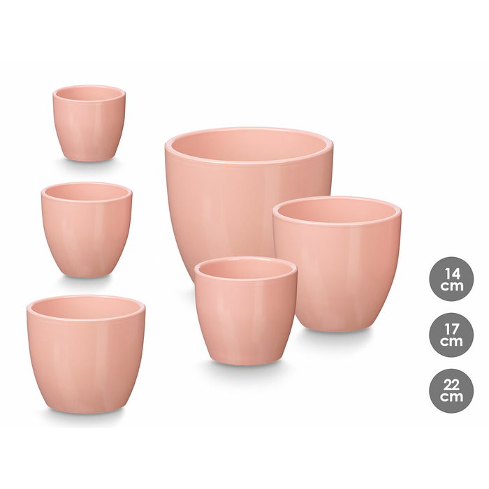 IBERGARDEN Set de 3 Maceteros Rosa Mate en Arcilla