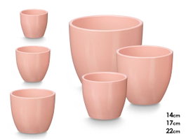 Ibergarden Lot de 3 pots bombés 14/17/22 cm rose mat