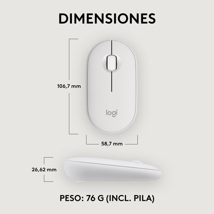 Logitech Pebble Mouse 2 M350s Blanc Logitech Pebble Mouse 2 M350s Blanc