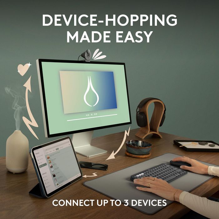 Logitech M350s Pebble Mouse 2 - Souris Bluetooth Ultra-Portable Silencieuse, Design Fin et Rond, Connexion Multi-Appareils, 2 Ans Autonomie