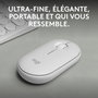 Logitech M350s Pebble Mouse 2 - Souris Bluetooth Ultra-Portable Silencieuse, Design Fin et Rond, Connexion Multi-Appareils, 2 Ans Autonomie