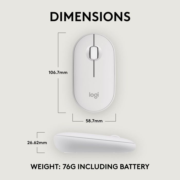 Logitech M350s Pebble Mouse 2 - Souris Bluetooth Ultra-Portable Silencieuse, Design Fin et Rond, Connexion Multi-Appareils, 2 Ans Autonomie
