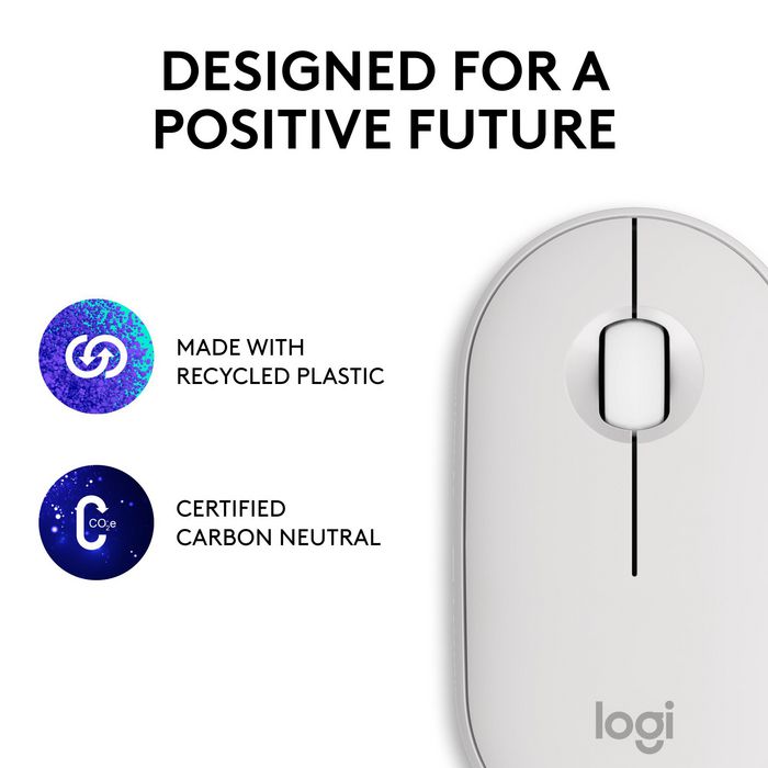 Logitech M350s Pebble Mouse 2 - Souris Bluetooth Ultra-Portable Silencieuse, Design Fin et Rond, Connexion Multi-Appareils, 2 Ans Autonomie