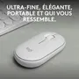 Logitech Pebble Mouse 2 M350s - Souris sans fil Bluetooth avec bouton personnalisable - Connectivité multidispositif - Blanche