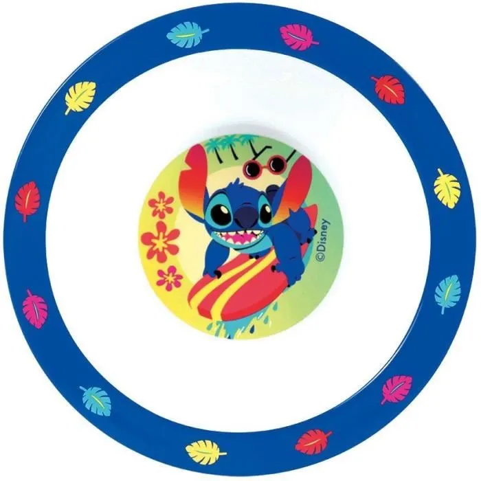 Fun House - Set Vaisselle 6 Pièces Disney Lilo et Stitch et Angel, 2 Assiettes (22 cm, 16 cm), Verre, Gourde, Boîte Goûter, Couteaux