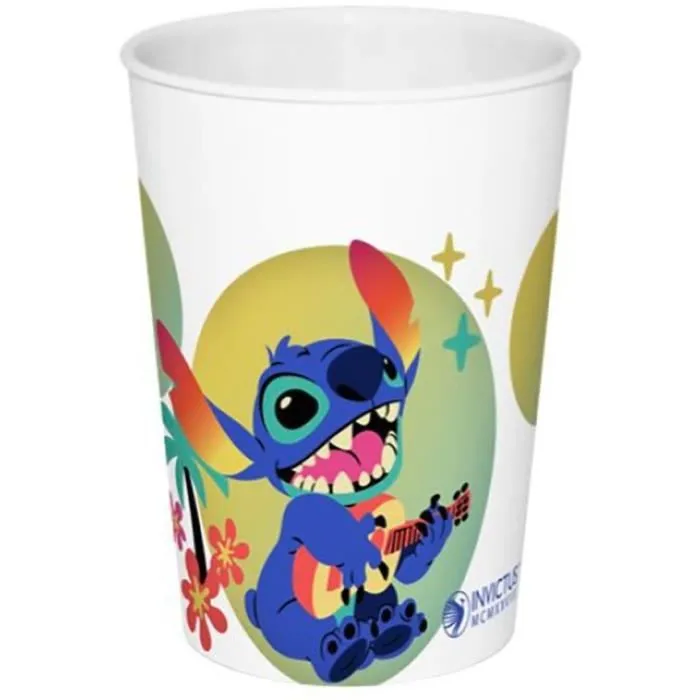 Fun House - Set Vaisselle 6 Pièces Disney Lilo et Stitch et Angel, 2 Assiettes (22 cm, 16 cm), Verre, Gourde, Boîte Goûter, Couteaux