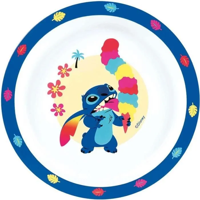 Fun House - Set Vaisselle 6 Pièces Disney Lilo et Stitch et Angel, 2 Assiettes (22 cm, 16 cm), Verre, Gourde, Boîte Goûter, Couteaux