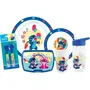 Fun House - Set Vaisselle 6 Pièces Disney Lilo et Stitch et Angel, 2 Assiettes (22 cm, 16 cm), Verre, Gourde, Boîte Goûter, Couteaux