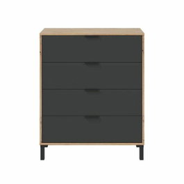 Calicosy Commode ENZO 4 Tiroirs Anthracite et Chêne