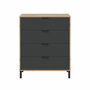 Calicosy Commode ENZO 4 Tiroirs Anthracite et Chêne