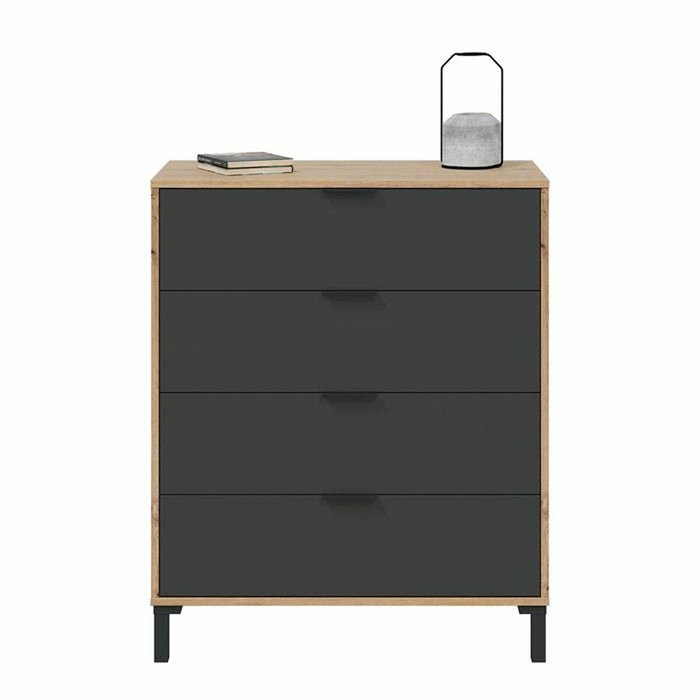 Calicosy Commode ENZO 4 Tiroirs Anthracite et Chêne