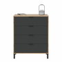 Calicosy Commode ENZO 4 Tiroirs Anthracite et Chêne