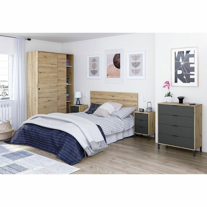 Calicosy Commode ENZO 4 Tiroirs Anthracite et Chêne