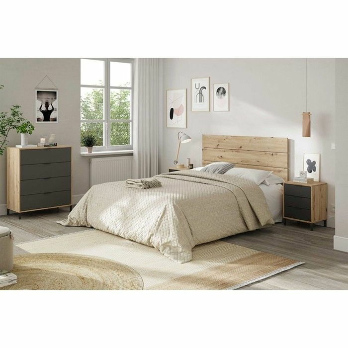 Calicosy Commode ENZO 4 Tiroirs Anthracite et Chêne