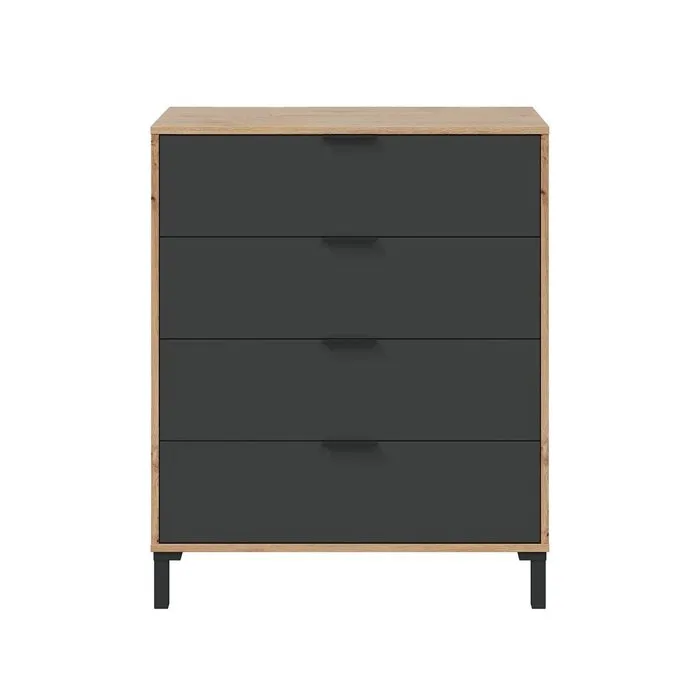 Calicosy Commode ENZO 4 Tiroirs - Anthracite et Chêne - Design Industriel - 77,5 x 40 x 93,5 cm Calicosy Commode ENZO 4 Tiroirs - Anthracite et Chêne - Design Industriel - 77,5 x 40 x 93,5 cm