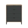 Calicosy Commode ENZO 4 Tiroirs - Anthracite et Chêne - Design Industriel - 77,5 x 40 x 93,5 cm