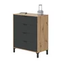 Calicosy Commode ENZO 4 Tiroirs - Anthracite et Chêne - Design Industriel - 77,5 x 40 x 93,5 cm