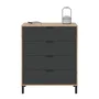 Calicosy Commode ENZO 4 Tiroirs - Anthracite et Chêne - Design Industriel - 77,5 x 40 x 93,5 cm
