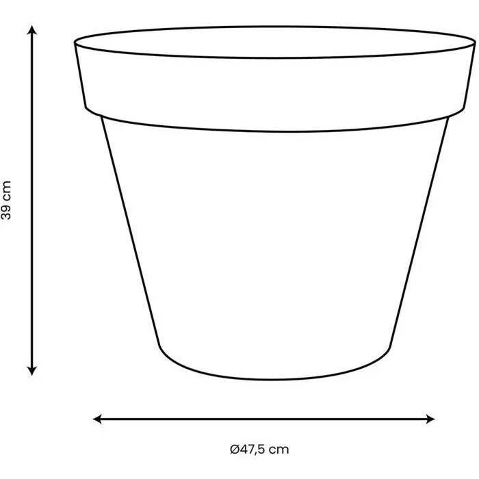 EDA Pot de fleur Toscane rond - Ø 48 cm, 43 L, intérieur/extérieur, traité anti-UV et ingélif - Terre cuite - Orange Terre Battue