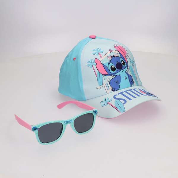 Cerdá Casquette avec Lunettes de Soleil Stitch - 53 cm - Blue - Recommandé à partir de 3 ans