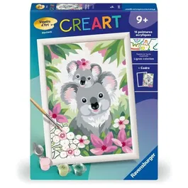 Ravensburger 25833 CreArt Kids - Kit de peinture par numéros Maman koala et son bébé - Tableau 18x24 cm avec cadre, peintures et pinceau - À partir de 9 ans