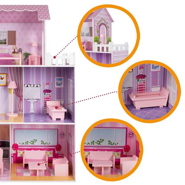 Color Baby Maison de poupée en bois 80x31x112 cm, pour enfants à partir de 3 ans, espagnol