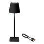 Lumineo Lampe LED de Table Rechargeable Intérieur Extérieur 27 cm Noir USB-C 3600 mAh