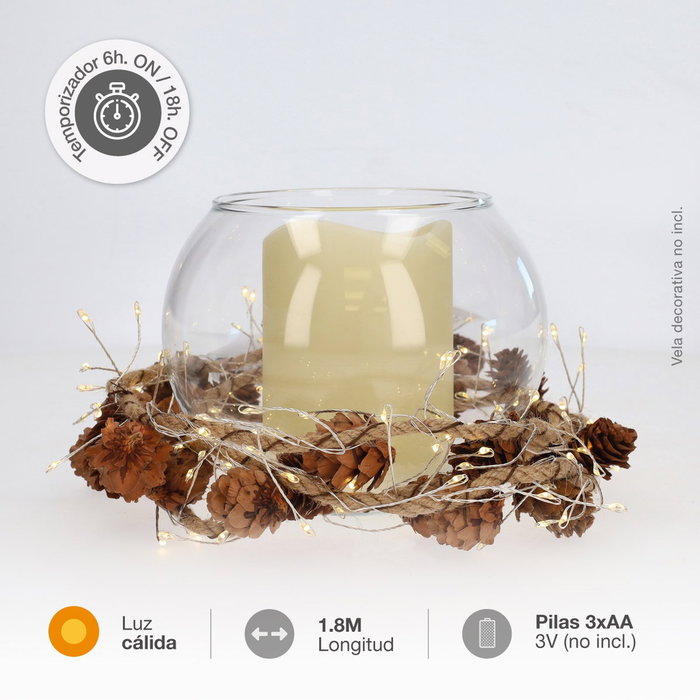 GSC Evolution Guirlande LED de corde et pommes de pin 1,8 m lumière chaude