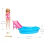 Barbie HRJ74 - Poupée Barbie et coffret avec piscine de rêve, toboggan et accessoires - Poupée blonde avec maillot de bain rose