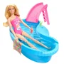 Barbie HRJ74 - Poupée Barbie et coffret avec piscine de rêve, toboggan et accessoires - Poupée blonde avec maillot de bain rose