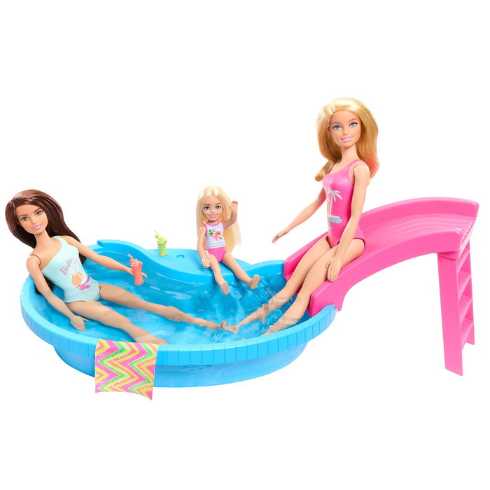 Barbie - Poupée Barbie blonde avec piscine - Référence Hrj74 Mattel