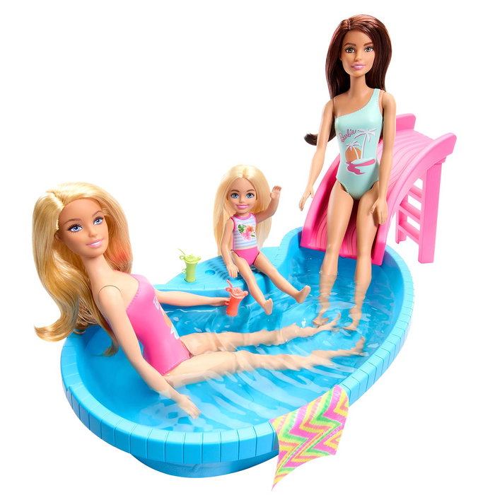 Barbie - Poupée Barbie blonde avec piscine - Référence Hrj74 Mattel