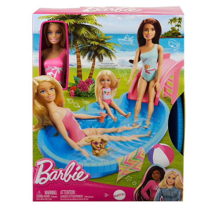 Barbie - Poupée Barbie blonde avec piscine - Référence Hrj74 Mattel